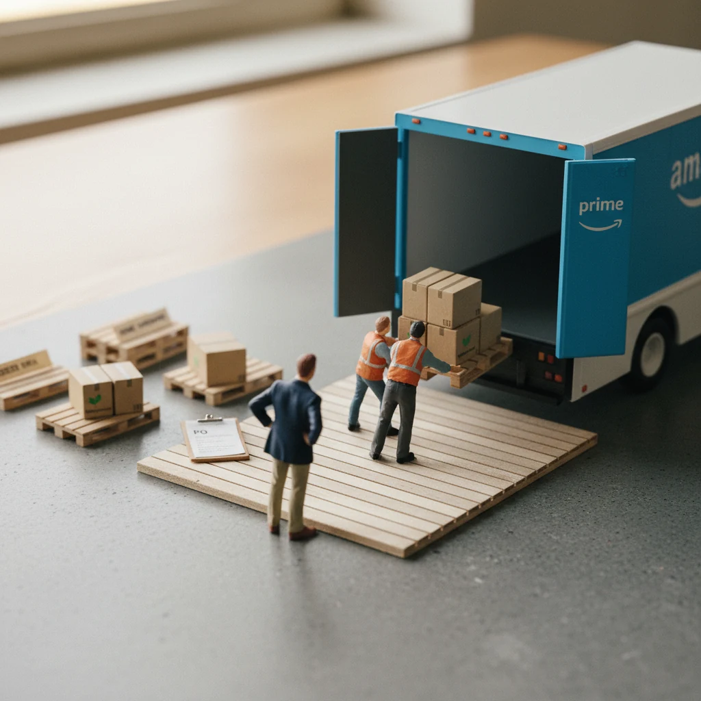 Miniature loading dock — the wholesale handoff that ends the onboarding sequence.